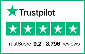Trustpilot badge - Trustscore 9.2 - 3,796 reviews
