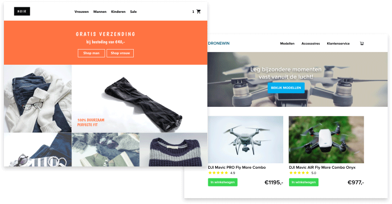 A sample of the webshops launched with Webador